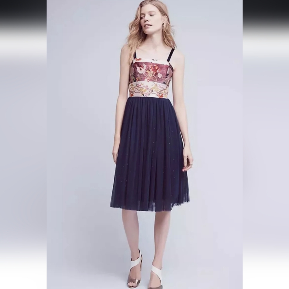 Moulinette Soeurs Tulle-skirted Floral Dress